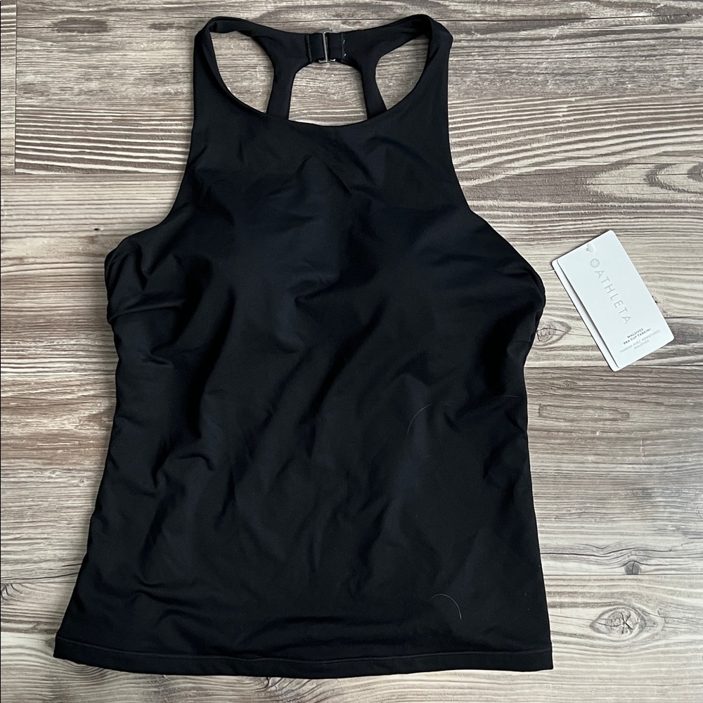 Athleta Maldives Bra Cup Tankini Bathing Suit Top Black Size 38B/C